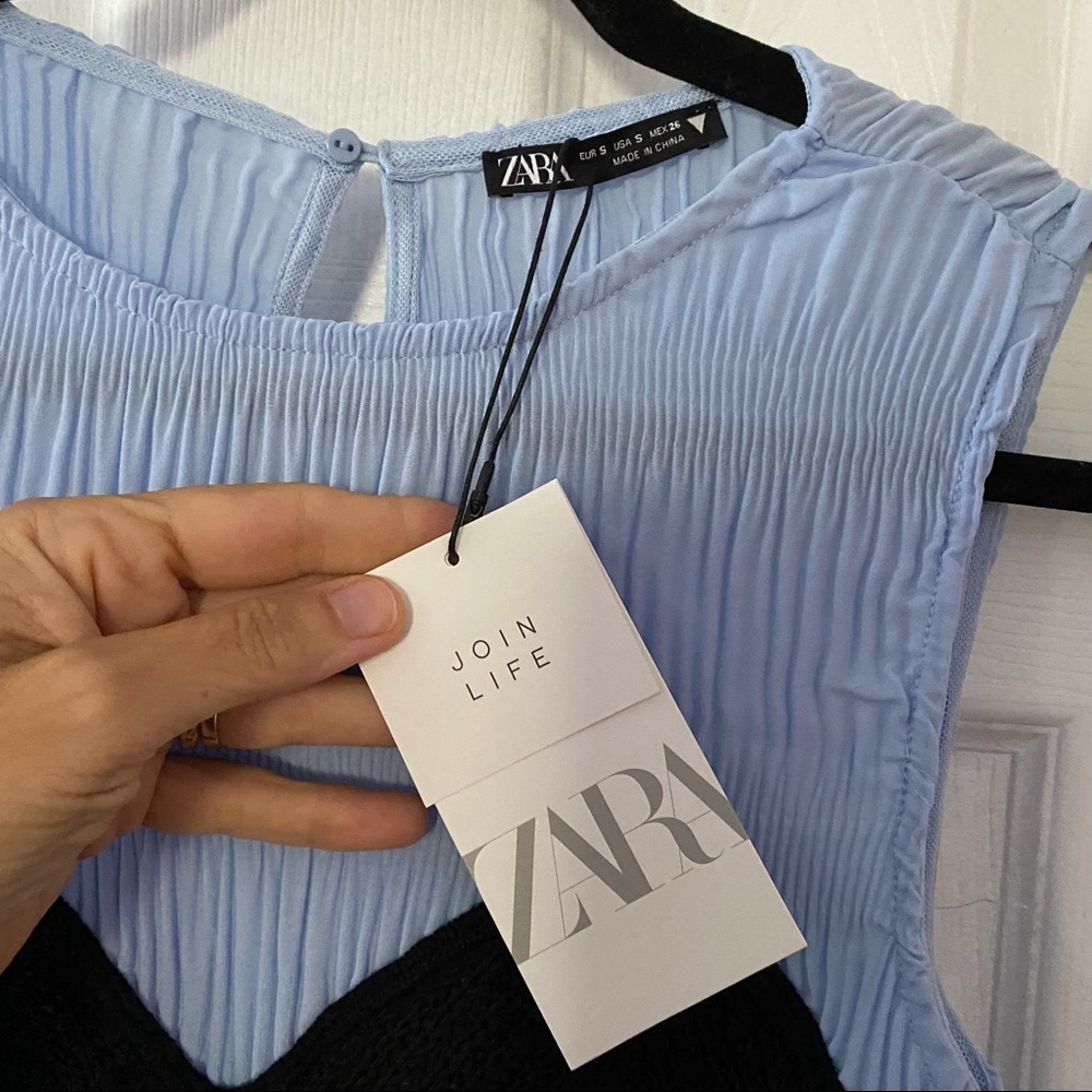 ZARA Pleated Crocheted Dress S NWT - Picture 7 of 10